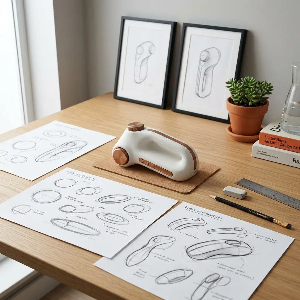 Design concept sketches and prototype model